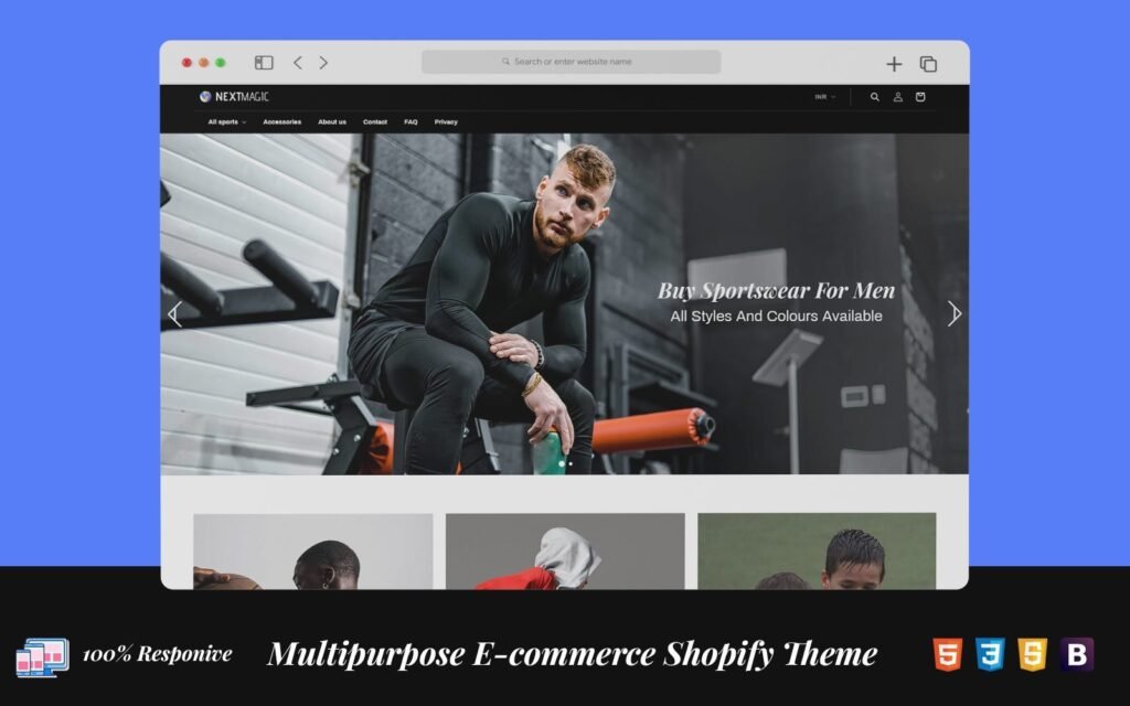 Nextmagic Sport & Football, Golf, Tennis Accessories Shopify Theme是一个专门针对体育和足球、高尔夫、网球配件的Shopify主题。