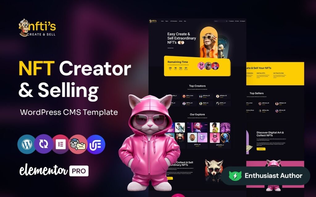 Nftis – NFT创作者多用途WordPress Elementor主题