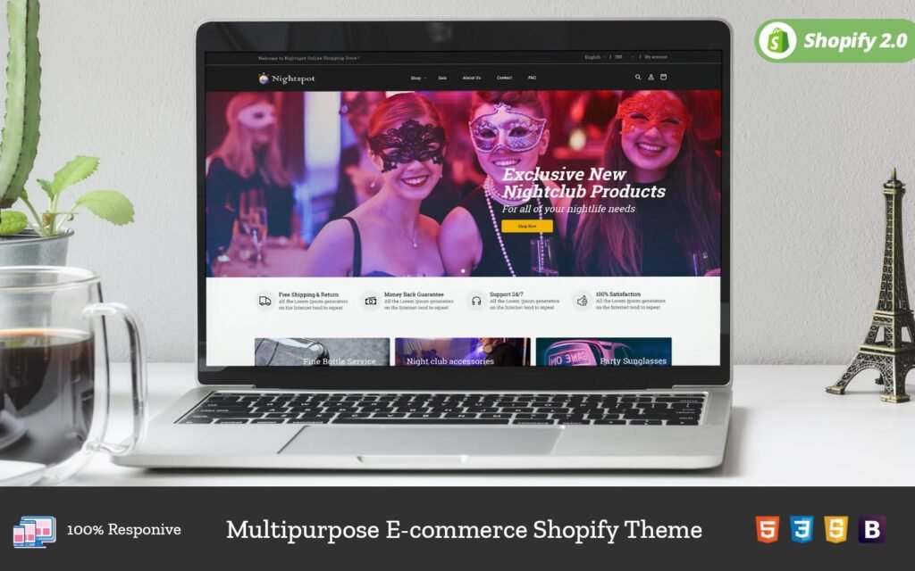 Nightspot Partywear – 夜店聚会服 – 太阳镜音乐艺术装饰 – Shopify OS 2.0 主题