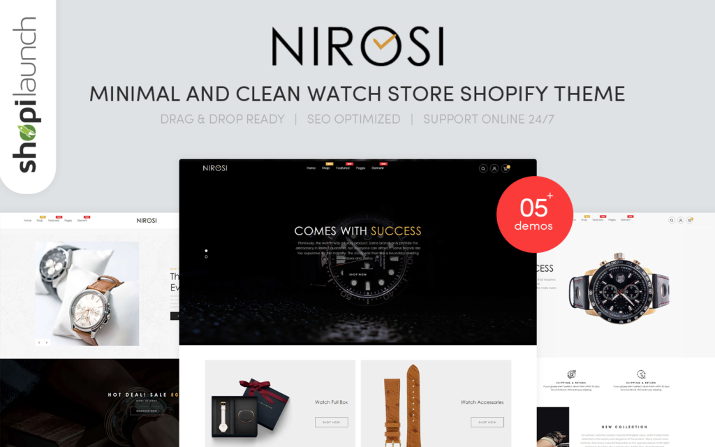 Nirosi – 极简干净的手表店 Shopify 主题