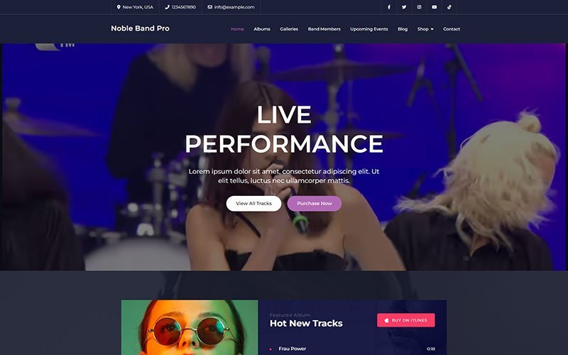 Noble Band Pro – Elementor音乐WordPress主题