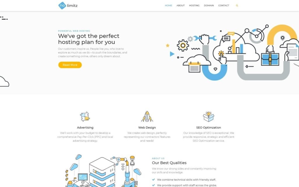 NoLimitz是一款专为主机服务而设计的WordPress Elementor主题。