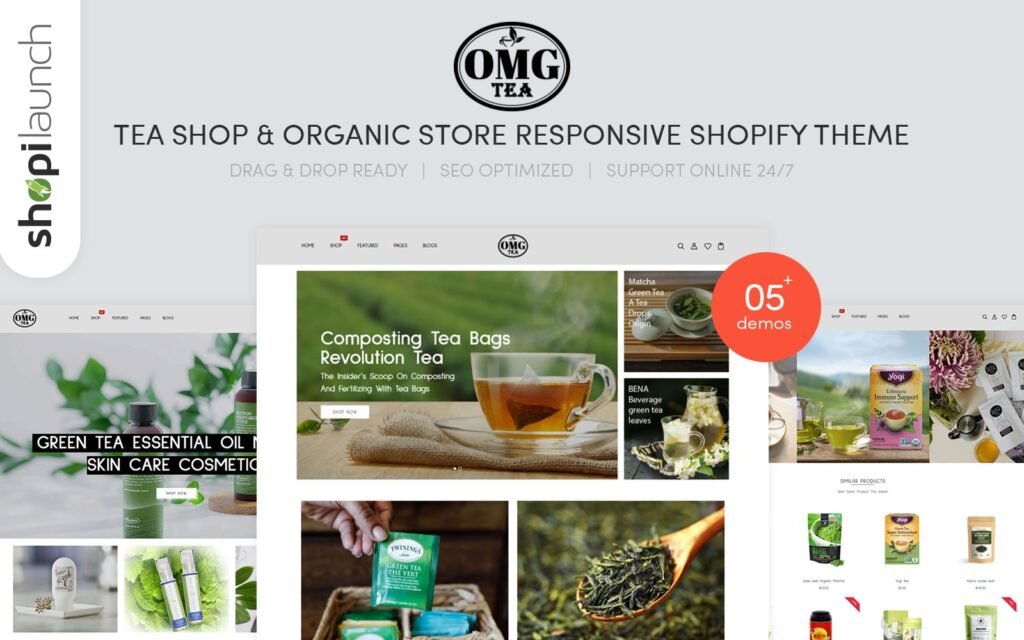 Omgtea – 茶店和有机商店响应式Shopify主题