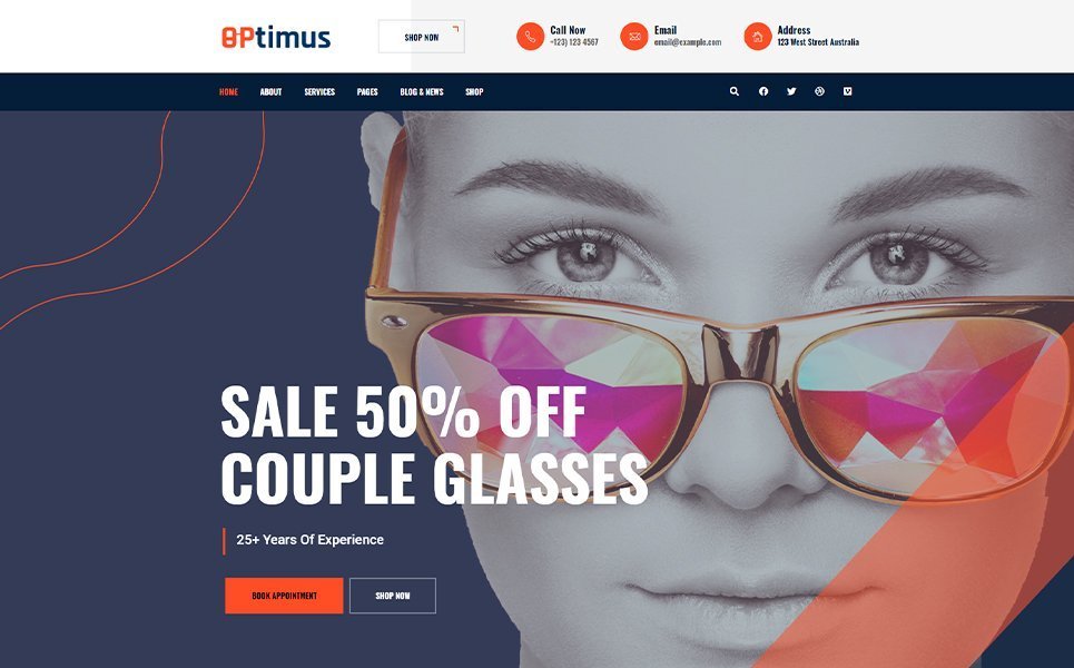 Optymus | 光学眼镜商店WordPress主题
