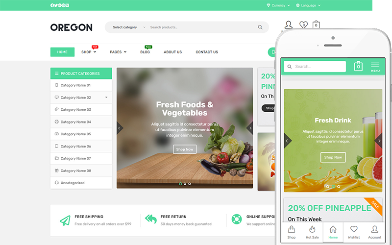 Oregon – 有机食品 WooCommerce 主题