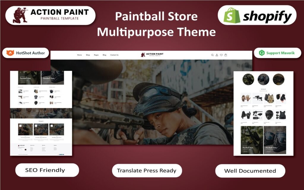 Paintball – 一个专门为油漆弹枪和装备商店设计的Shopify主题