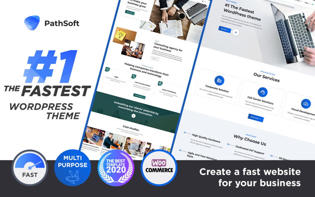 PathSoft – #1 最快速的多功能 | 电子商务 | 着陆页 WordPress 主题