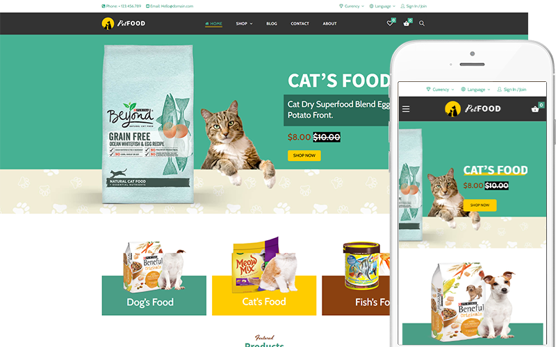宠物食品 – 适用于宠物和兽医的创意主题 WooCommerce 主题