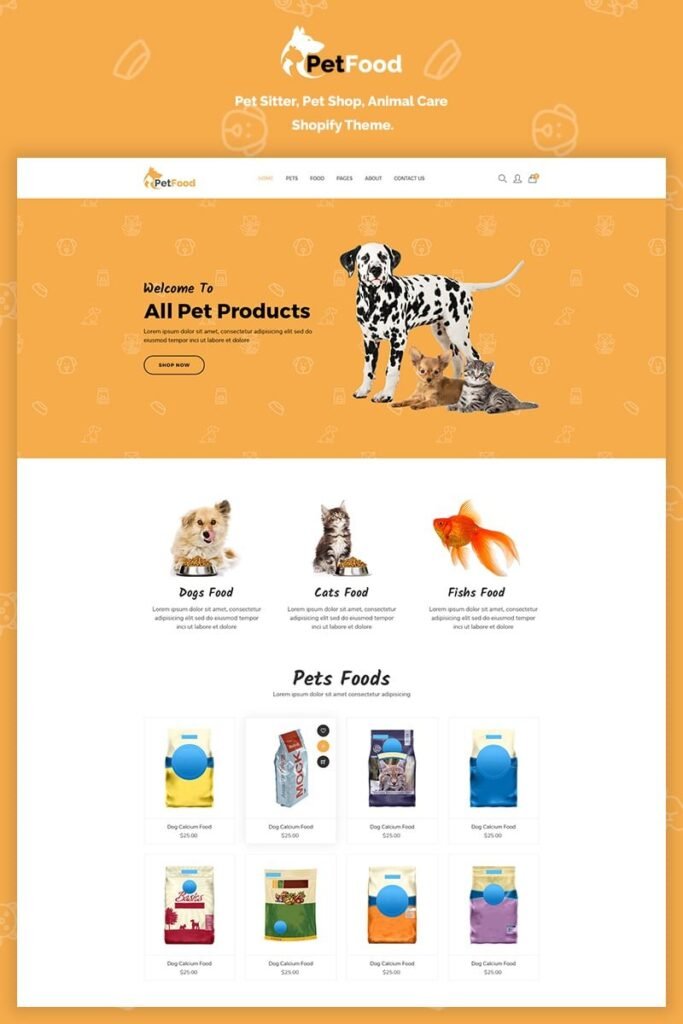 PetFood – 宠物照顾，商店，动物护理Shopify主题