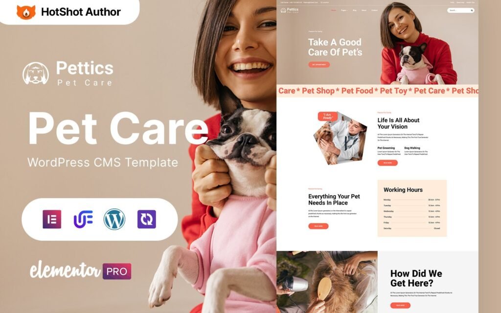 Pettics – 宠物护理WordPress Elementor主题