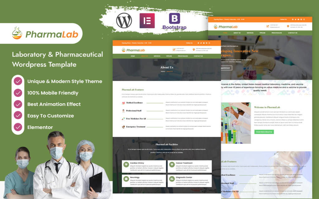 Pharmalab – 实验室和制药业WordPress模板