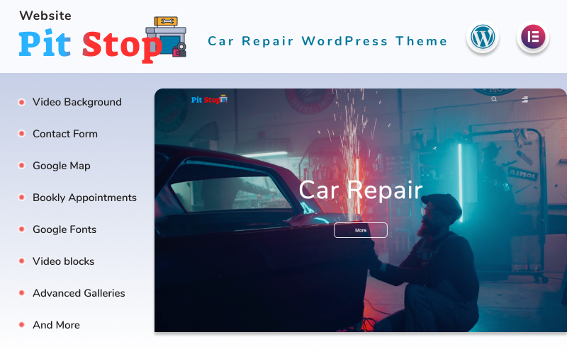 Pit Stop – 汽车维修网站带有博客元素的Elementor WordPress主题