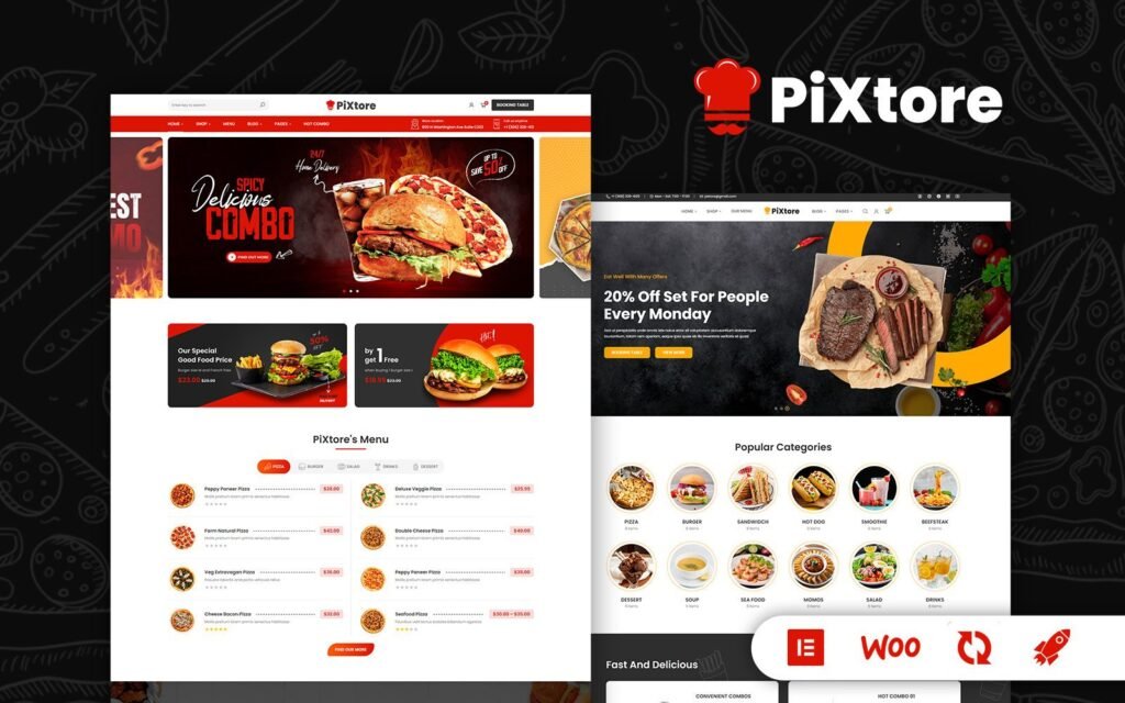 PiXtore – pizza和餐厅WooCommerce主题