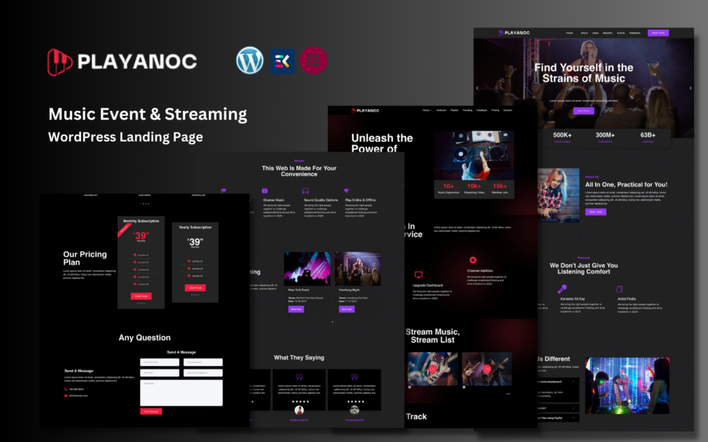 Playanoc – 音乐活动和流媒体WordPress落地页