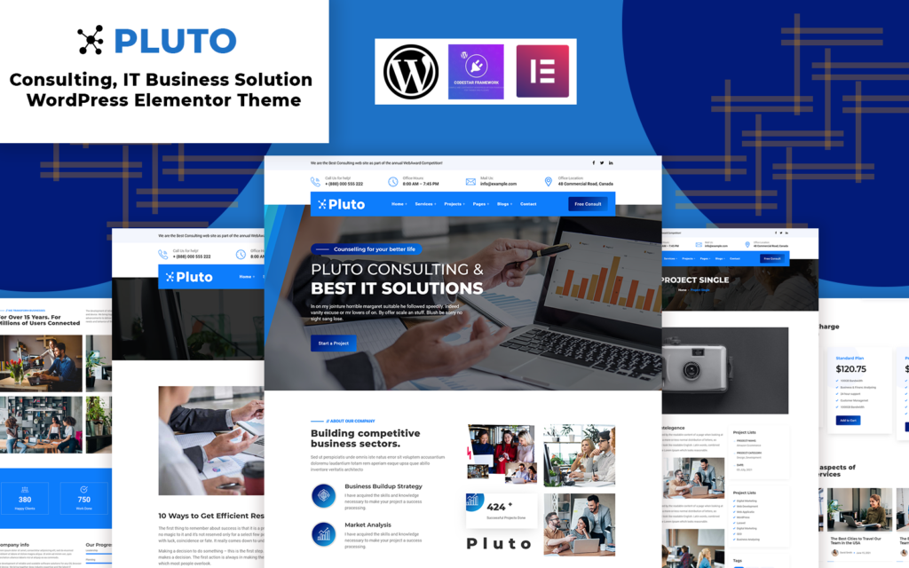 Plutos – 咨询、IT 商务 WordPress Elementor 主题