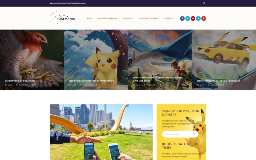 Pokemania – 游戏门户 Pokemon WordPress 主题