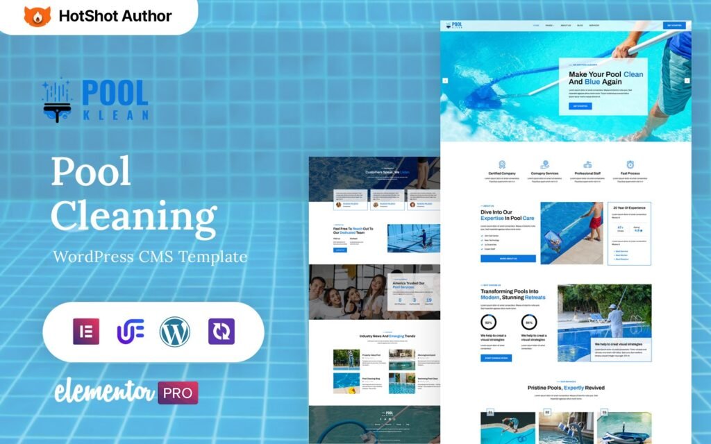 Pool Klean – 游泳池清洁和游泳池维修的WordPress Elementor主题