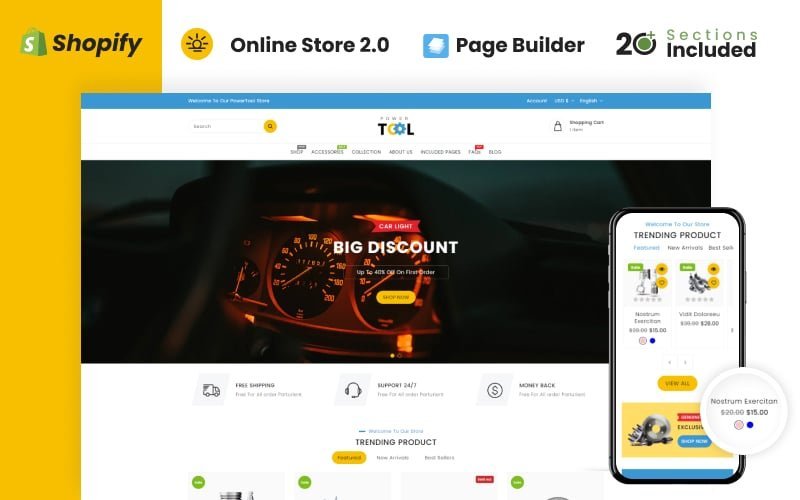 动力工具和配件商店 Shopify 主题