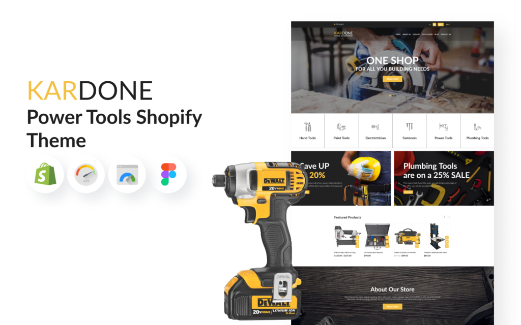 Power Tools Shopify主题适合建筑行业。