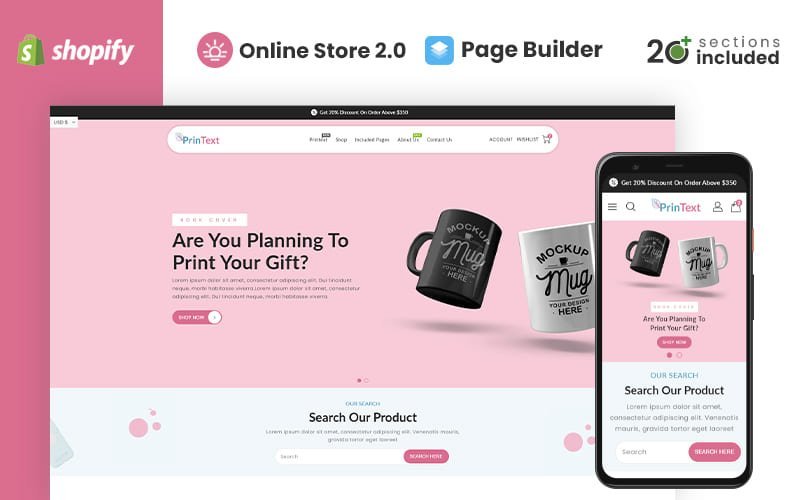 Printext T-Shirt Store，印刷Shopify主题
