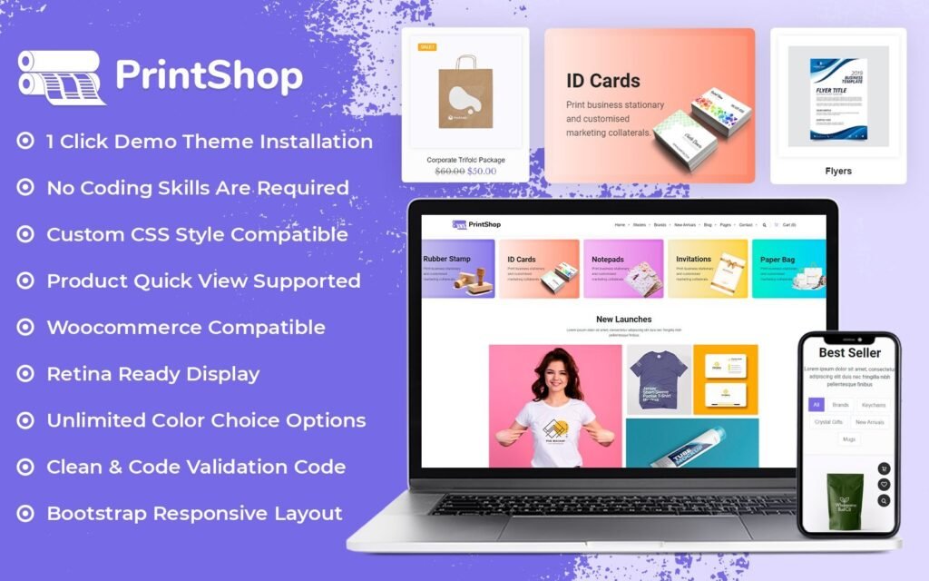 Printzy – 印刷店和设计服务 WooCommerce Elementor 主题