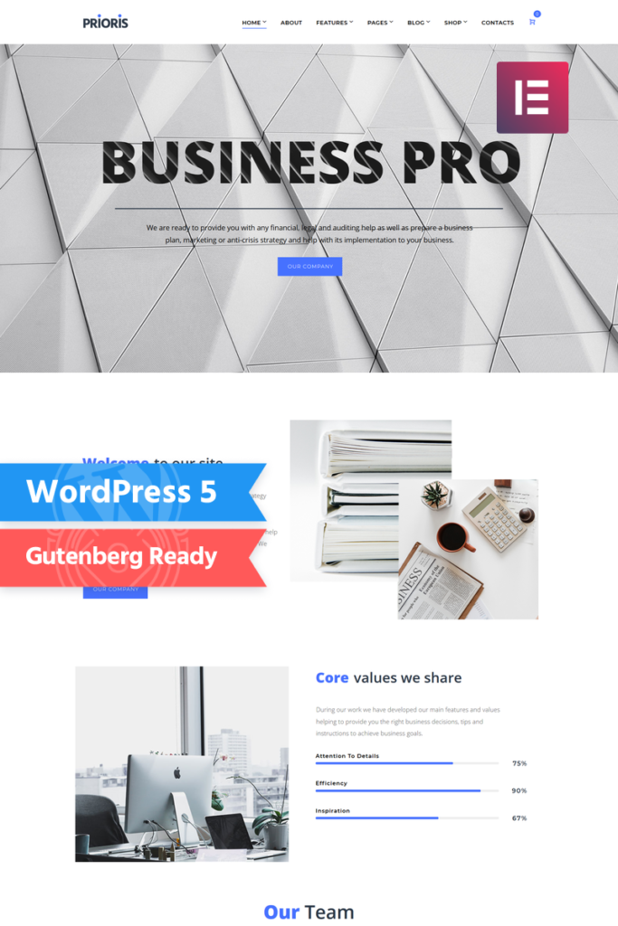 Prioris – 咨询机构的WordPress Elementor主题