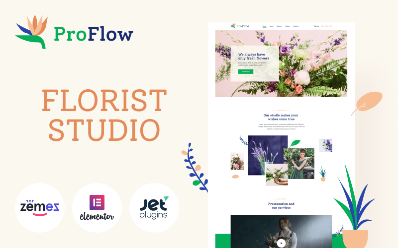 ProFlow – 现代简约花艺师 WordPress 主题