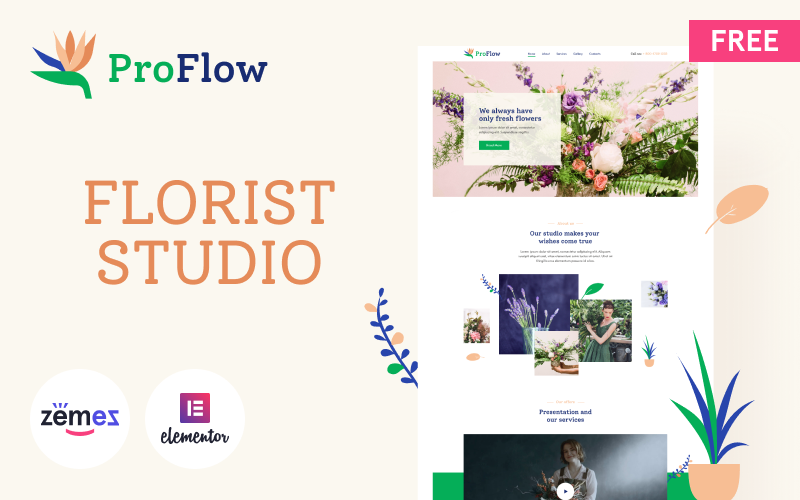 ProFlow – 免费的现代和极简风格的花艺师 WordPress 主题
