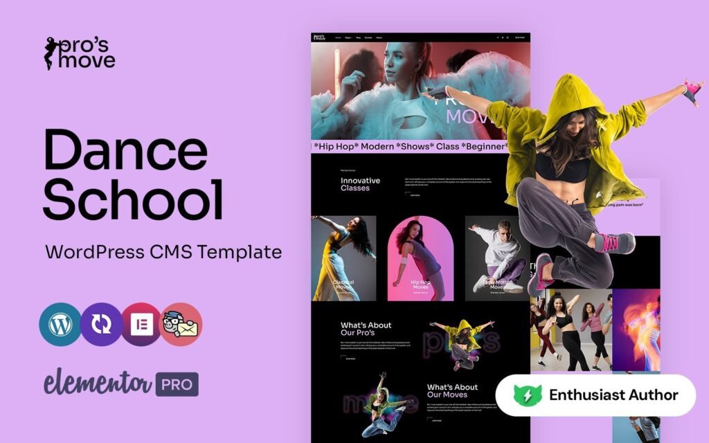 Prosmove – 舞蹈学校和工作室多用途 WordPress Elementor 主题