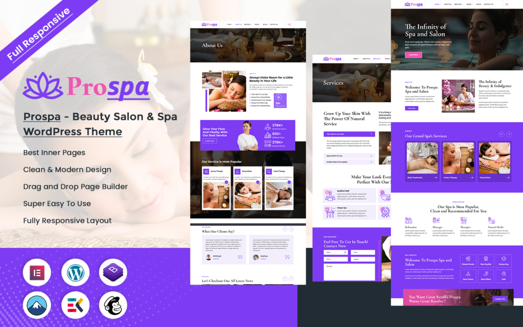 Prospa – 美容沙龙和水疗中心的WordPress主题