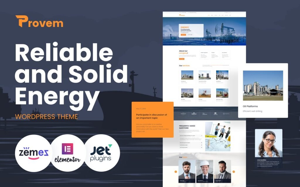 Provem – Reliable And Solid Energy是一个可靠和稳固的能源WordPress主题。