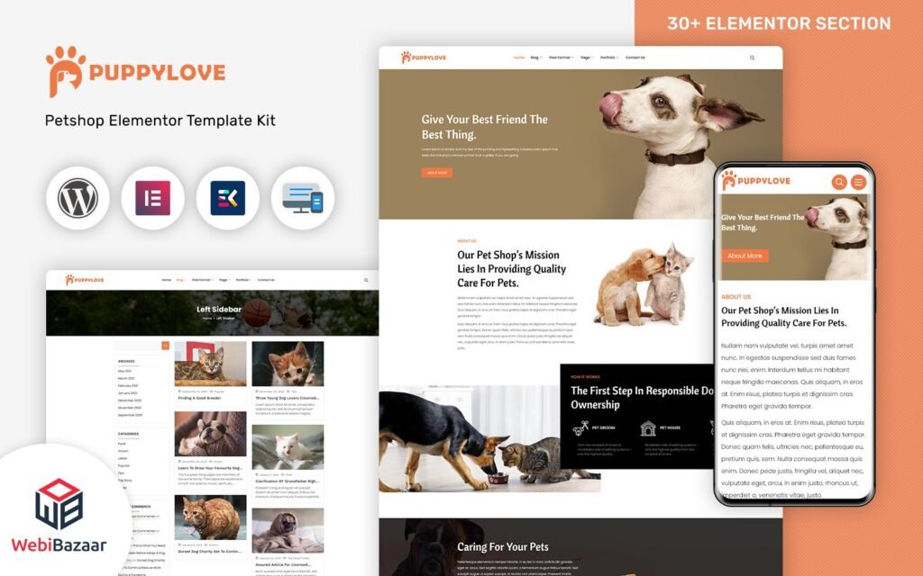 PuppyLove – 宠物服务多用途WordPress Elementor主题