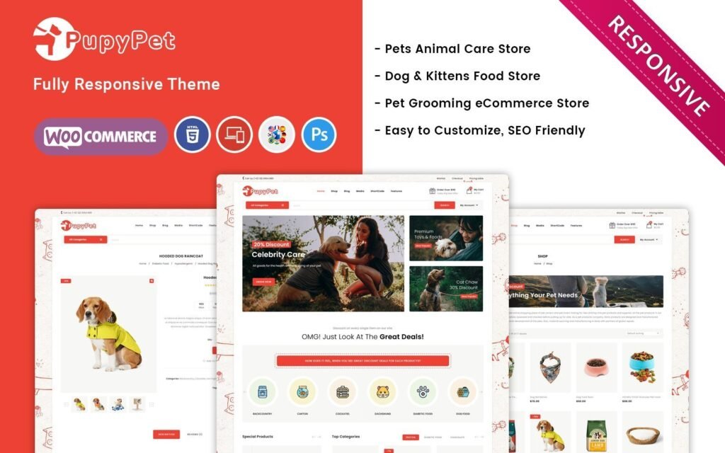 Pupypet – 宠物商店和宠物配件WooCommerce主题