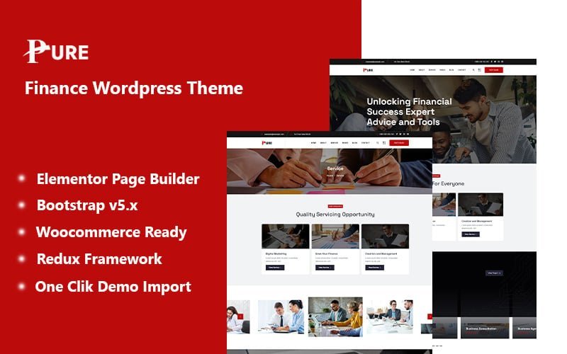 Pure – Finance WordPress Theme 是一个专门设计用于金融领域的WordPress主题。