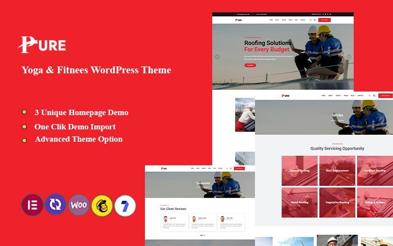 Pure – Roofing Company WordPress Theme 是一款面向屋顶公司的WordPress主题。