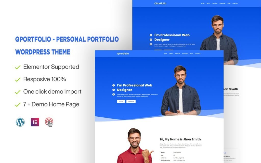 QPortfolio – 个人作品展示单页WordPress主题