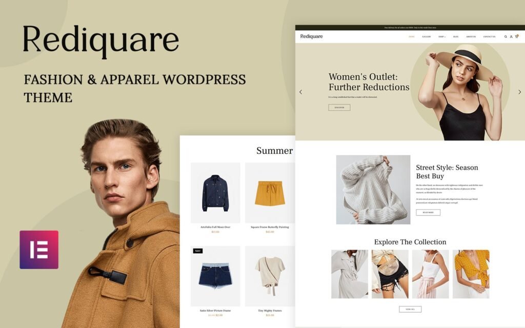 Rediquare是一个时尚和服装WordPress主题。