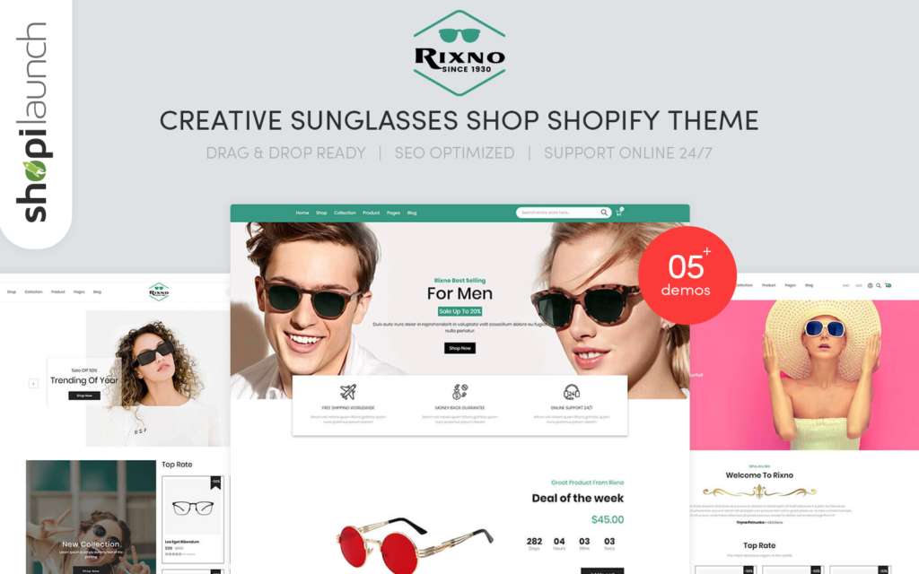 Rixno – 创意太阳镜商店Shopify主题