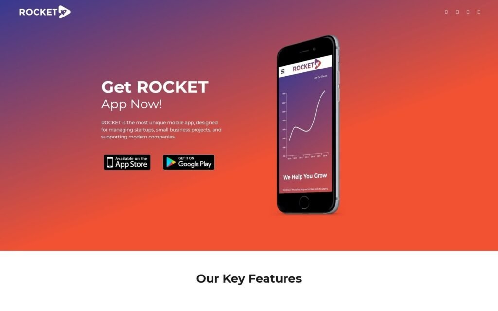 Rocket – 移动应用程序登陆页面WordPress主题