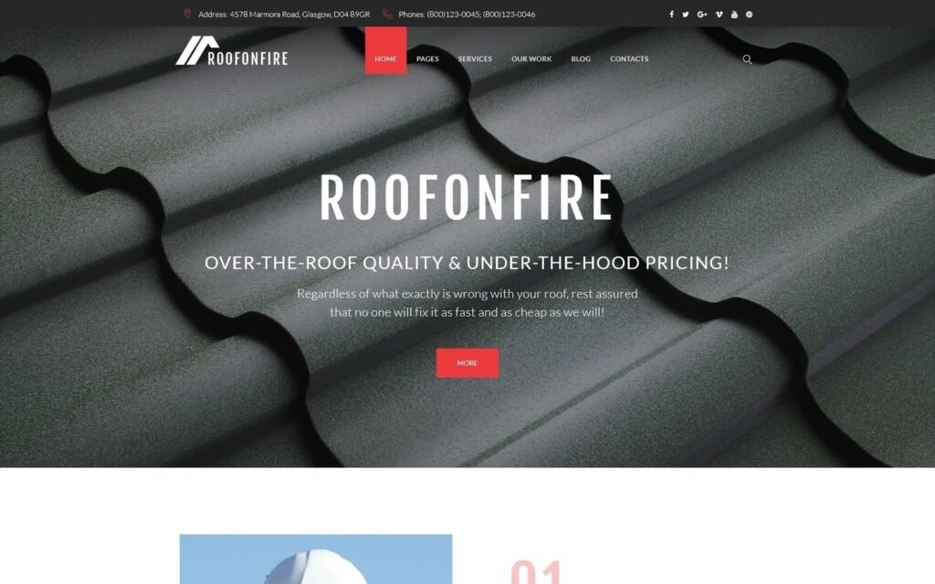 RoofOnFire – 屋顶公司响应式WordPress主题