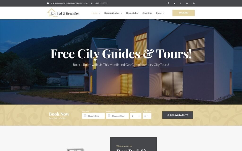 Roy Bed & Breakfast – 小型酒店WordPress主题
