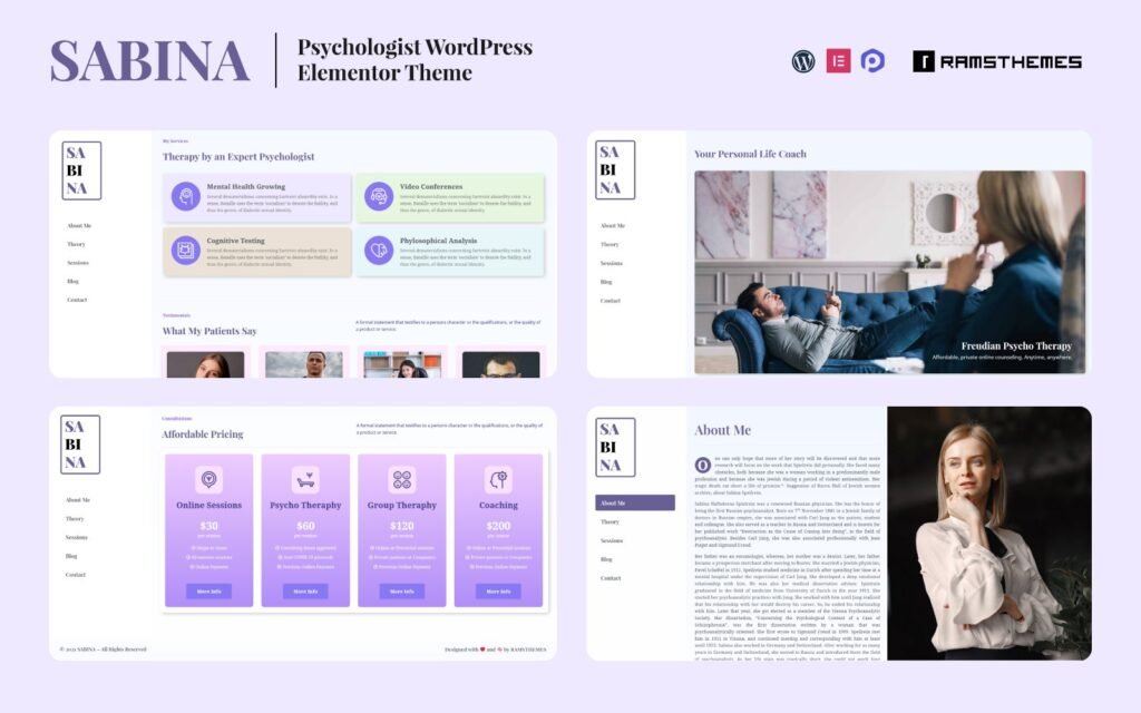 SABINA – 心理学家 WordPress 主题
