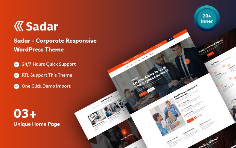 Sadar Corporate & Business是一个WordPress主题，专为企业和商业网站而设计。