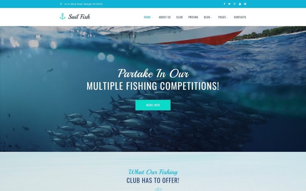 Sail Fish – 渔具俱乐部响应式WordPress主题