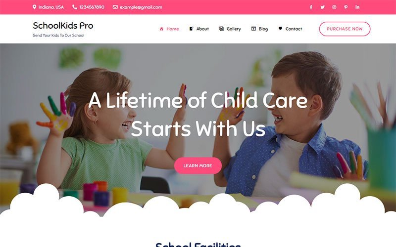 SchoolKids Pro是适用于幼儿园和学前教育的WordPress主题。