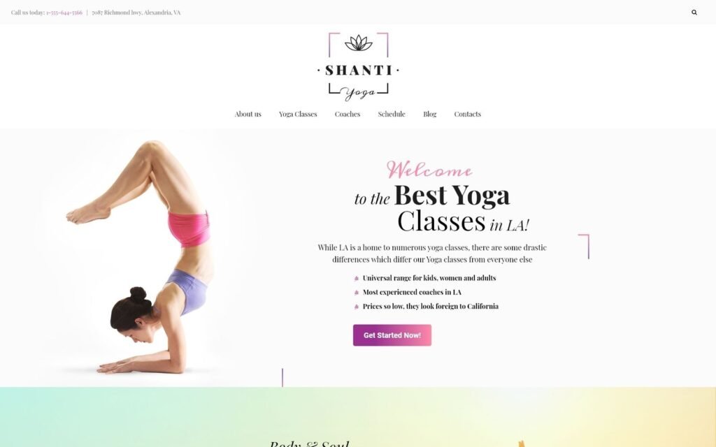 Shanti – 瑜伽工作室WordPress主题