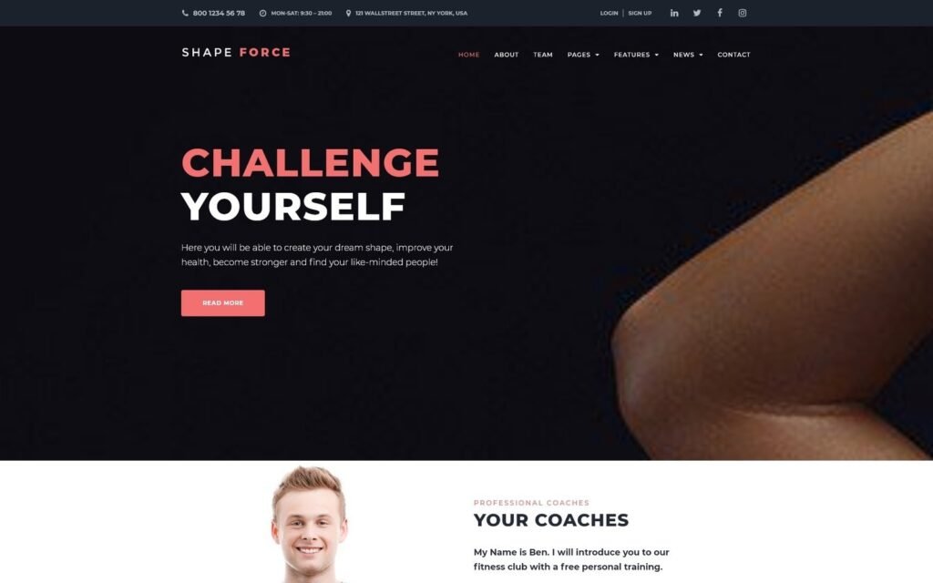 ShapeForce – 运动工作室WordPress主题