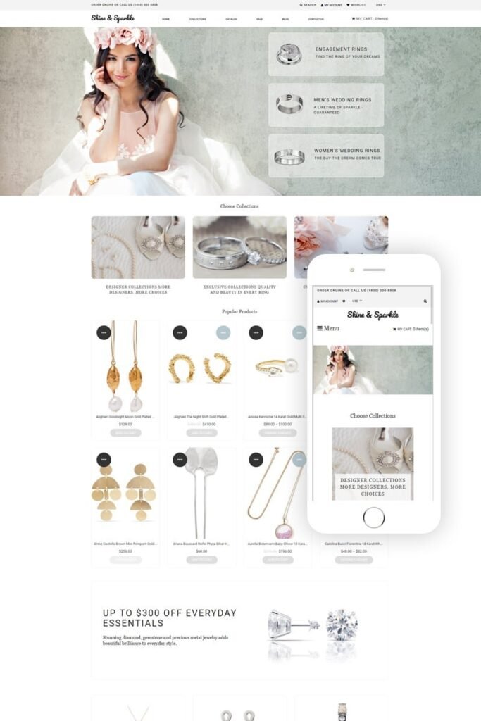 Shine & Sparkle – 珠宝多页面时尚Shopify主题