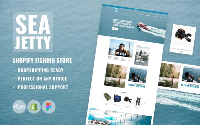 Shopify渔具商店模板 – 海洋诱饵，船舶经销商，帆船和游艇