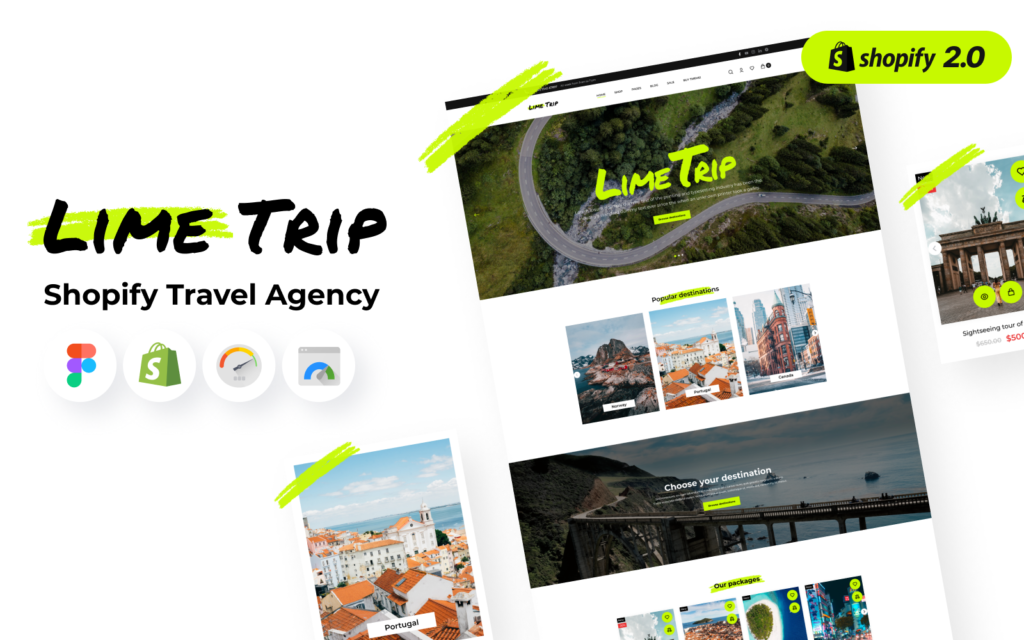 Shopify旅游预订主题与先进的网站构建者Shopify主题